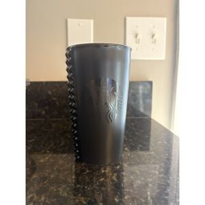 Starbucks Studded Black Matte w/ Lime Green Lid *Rare